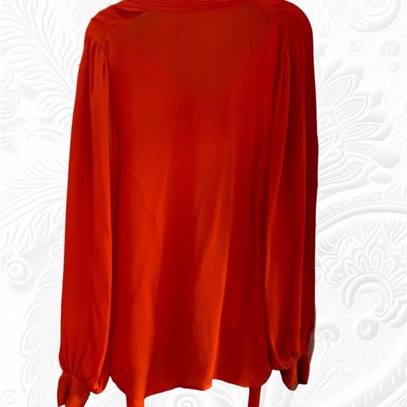 L’AGENCE Size Medium 100% Silk Blouse Top Button Down burnt orange Long Sleeve - Picture 6 of 8